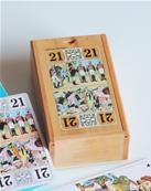 Bote de tarot en bois avec jeu de cartes motif le 21 d'Atout