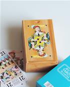 Boîte de tarot en bois avec jeu de cartes motif l'Excuse