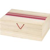Grand coffret bois rectangle coloris rouge et blanc fermeture mtal lastique