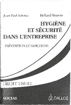 Livre Dalloz Occasion Hygiène Et Sécurité Dans l'Entreprise 1991