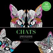 Carnet de coloriage black premium chats