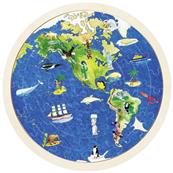 Puzzle bois rond double face globe terrestre 57 pièces