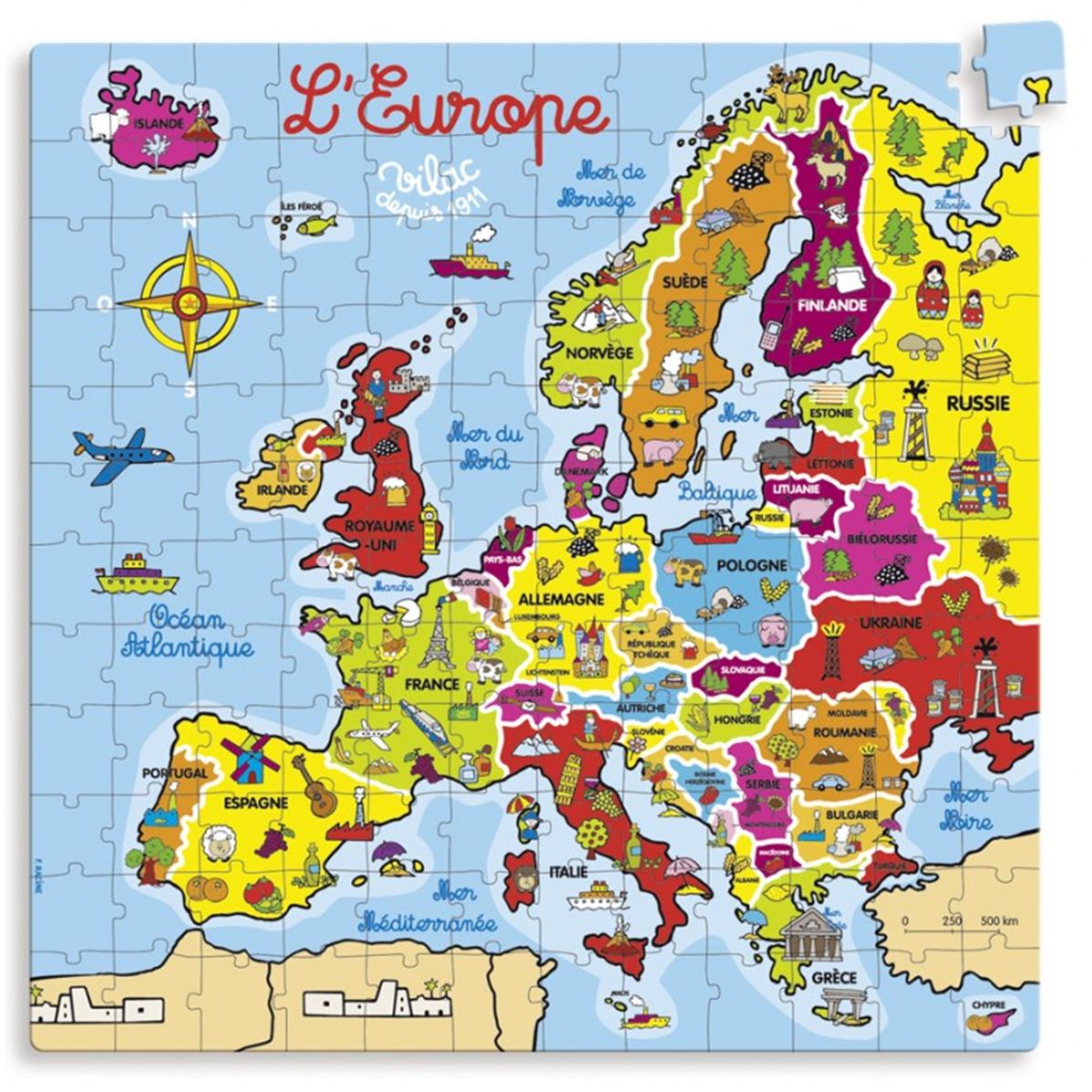 Puzzle carte d'Europe 144 pièces Vilac La Ruche des Passions