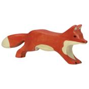 Figurine Renard Chassant en Bois Décoré