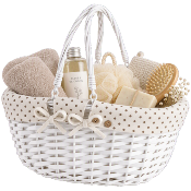 Grand Panier Osier Ovale Blanc Intérieur Tissu 2 Anses