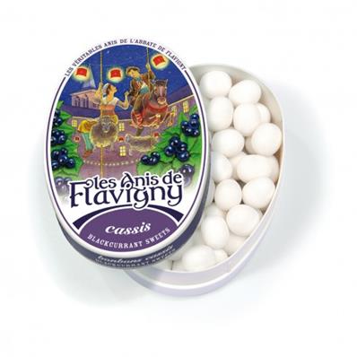 Boîte ovale bonbons cassis de Flavigny 50 grs