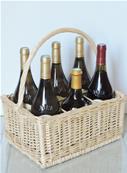 Rectangular Wicker Basket for 6 Bottles