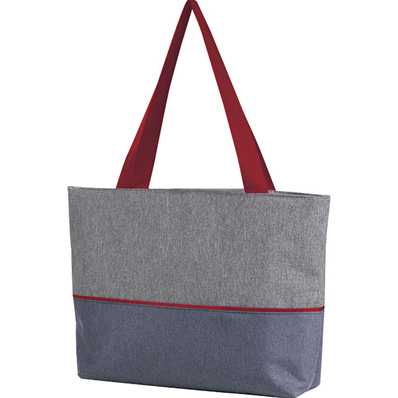 Sac isotherme rectangle gris rouge tissu chiné 2 anses