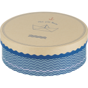 Coffret Carton Rond Coloris Kraft et Bleu Ocan