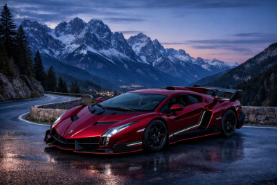 Voiture Miniature Lamborghini Veneno Coloris Bordeau