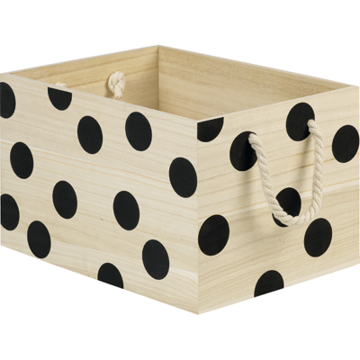 Caisse en Bois Motifs Ronds Coloris Noirs