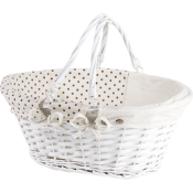 Large White Oval Wicker Basket 2 Handles