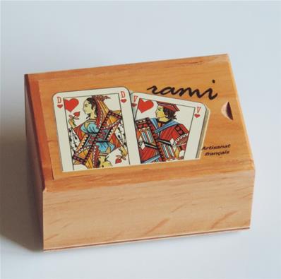 Boîte pour jeu de rami en bois vide