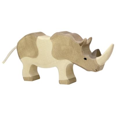 Figurine le Rhinocéros Debout en Bois Décoré