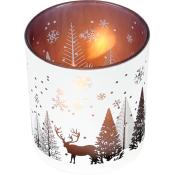 Photophore Verre Dcor Sapins Coloris Gris avec Bougie