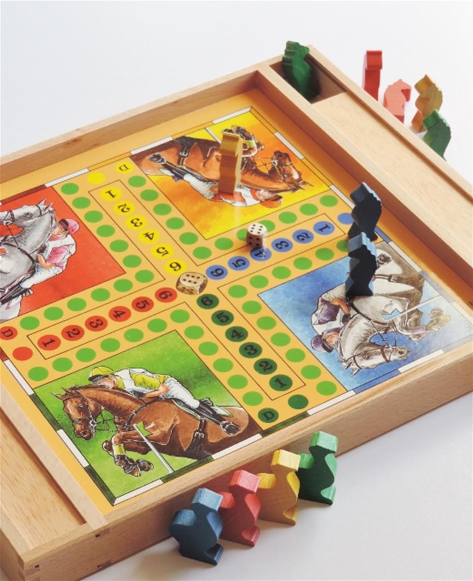 Jeux de petits chevaux et de l'oie en bois Article fabriqué dans