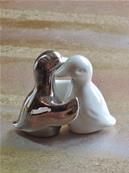 Salière poivrière porcelaine duo canard Blanc & Argent