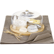 Ensemble Plateau  Fromage Bambou & Cloche en Verre