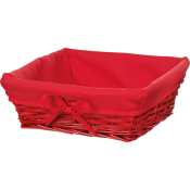 Corbeille Carrée Osier Tissu Rouge