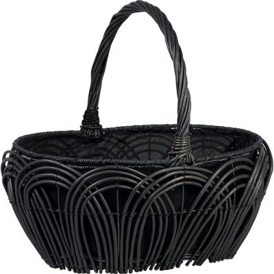 Panier osier ovale noir 1 anse fixe