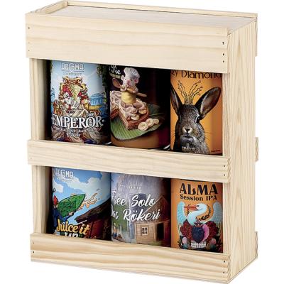 Caisse en Bois de Pin 6 Canettes 33 Cl