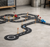 Circuit de Rues En Feutrine Avec Deux Voitures