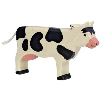 Figurine en Bois Décoré Vache Debout 