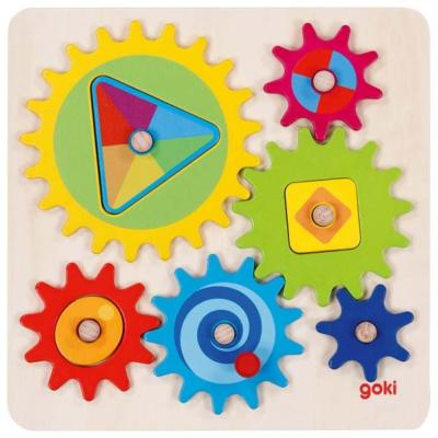 Jeu d'Engrenages en Bois 10 Pièces