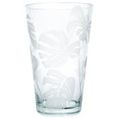 Grand vase cristallin soufflé bouche décor feuilles de philodendron