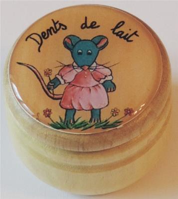 Boîte en Bois pour Dents de Lait Décor Souris