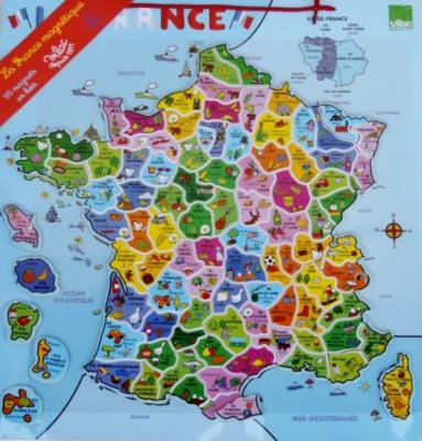 Carte de France et Outre-Mer 95 Pièces Magnétique