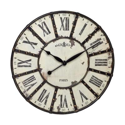 Horloge Vintage Cadran Mdf Fibre Bois et Superposition Métal