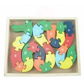 Puzzle en bois serpent alphabet et chiffre