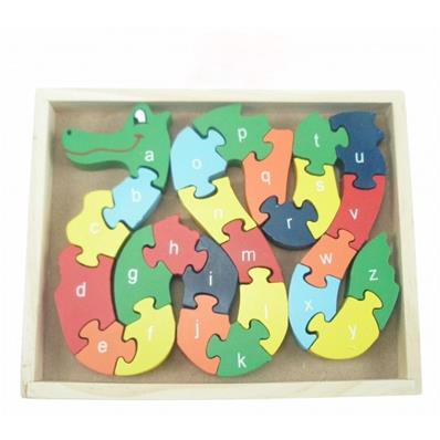 Puzzle en bois serpent alphabet et chiffre