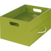 Caisse en Bois Rectangulaire Vert 2 Tiroirs