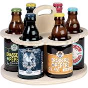 Tourniquet en Bois Rond pour 6 Bières avec Poignée 