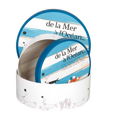 Coffret carton rond décor de la mer à l'Océan