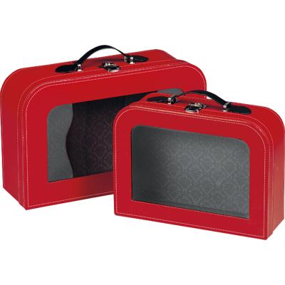 Valise Carton Rectangle Rouge Fenêtre PVC