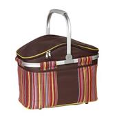 Panier isotherme polyester 1 anse coloris marron avec rayures