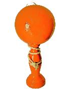 Bilboquet en Bois Laqué et Vernis Orange