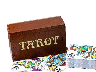 Boîte De Tarot En Bois Avec Jeu De Cartes