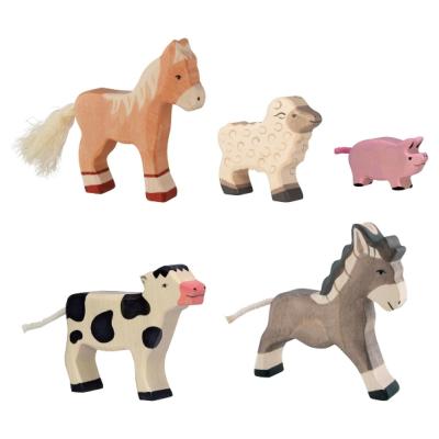 Coffret 5 Figurines Holztiger En Bois Animaux de la Ferme