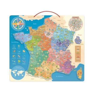 Carte de France Educative 92 Eléments Magnétique
