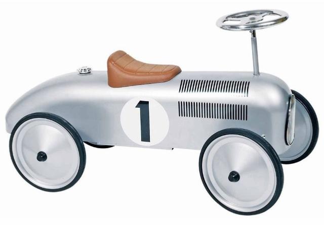 Porteur Enfant Voiture Course en Métal Argenté