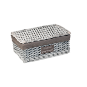 Rectangular box wicker and wood with gray fabric