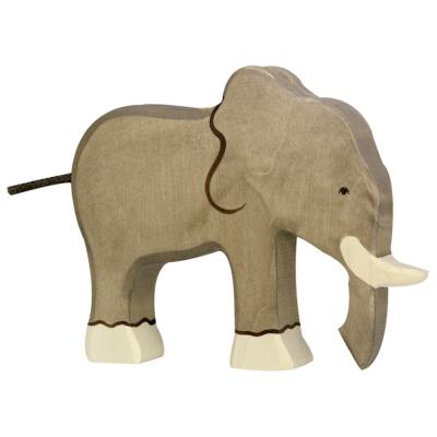 Figurine en Bois Décoré Eléphant Trompe Basse