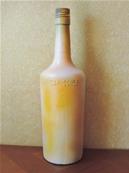 Bouteille verre dcore nuance blanc, jaune orange et vert