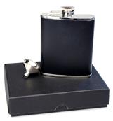 Flasque en inox gaine cuir noir 200 ml