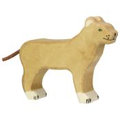 Figurine en Bois Décoré Lionne Debout