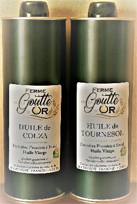 Bouteilles d'Huile Vierge Colza et Tournesol